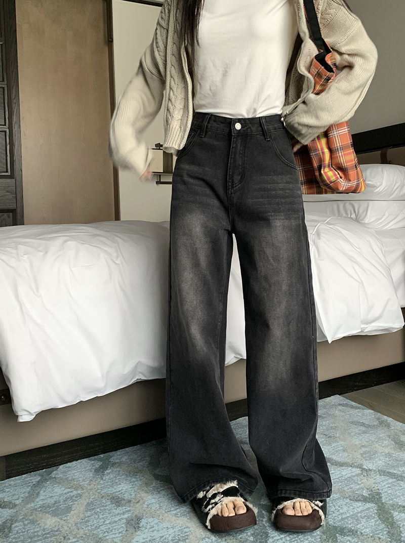 Women's American-style Retro Washed Straight Jeans