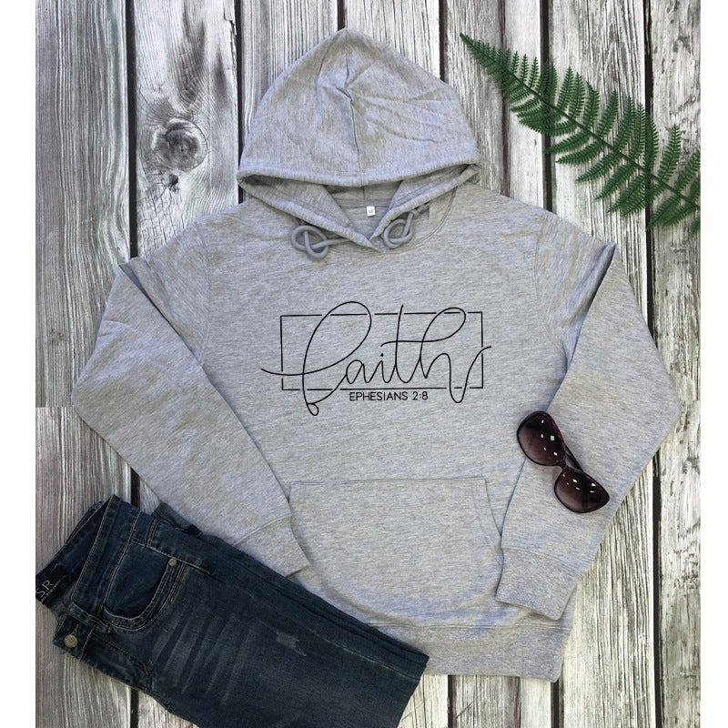 Women's Alphabet Hooded Pocket Sweatshirt
