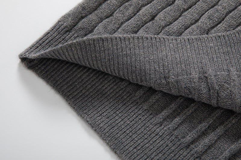 Men's Long Sleeve Twist Twist Half High Neck Zipper Knit
