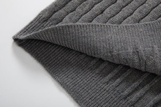 Men's Long Sleeve Twist Twist Half High Neck Zipper Knit