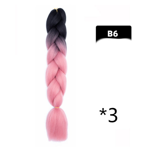 Color Big Braid African Chemical Fiber High Temperature Silk Wig Gradient