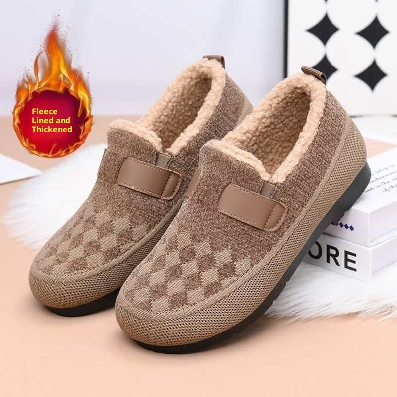 Winter Fleece-lined Old Beijing Cloth Shoes For Women