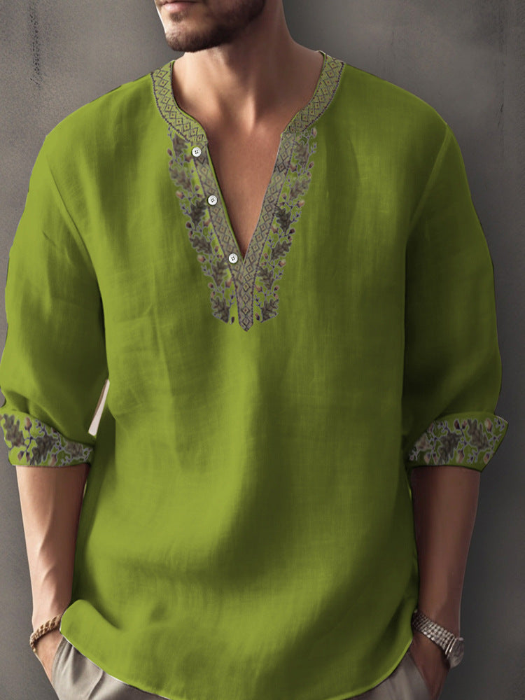 Digital Printing Bamboo Linen Long Sleeve European And American