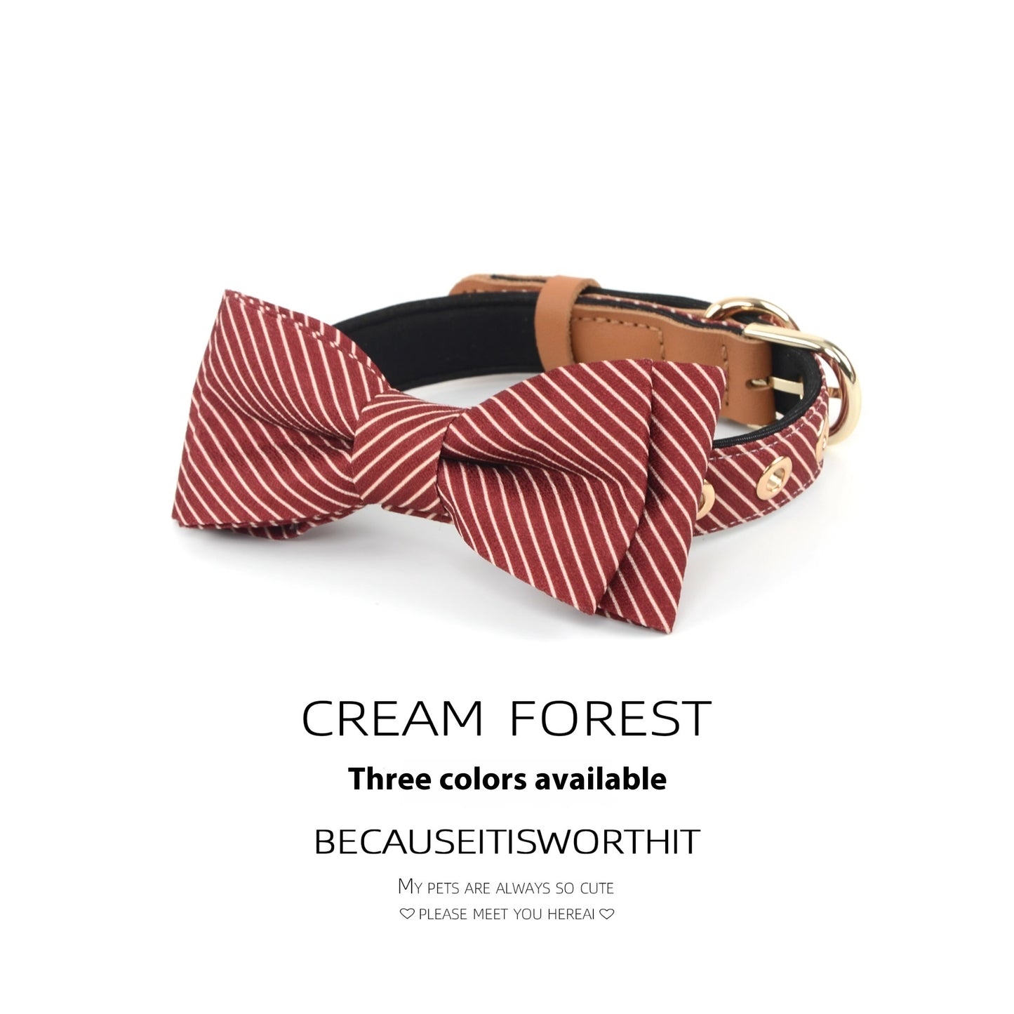 Simple Cotton Detachable Bow Dog Collar