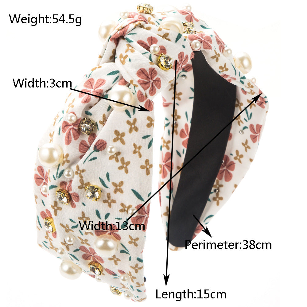 Hair Band Floral Knotted Beads Rhinestones