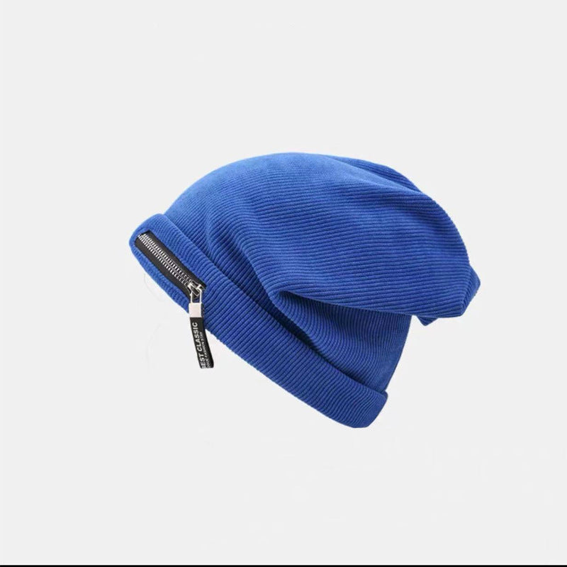 Women's Knitted Hat Autumn And Winter Personality Zipper Loose American Style