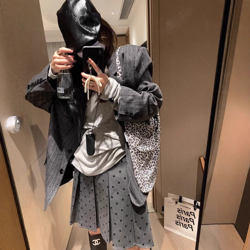 Early Autumn New Stylish Gray A-line Midi Skirt