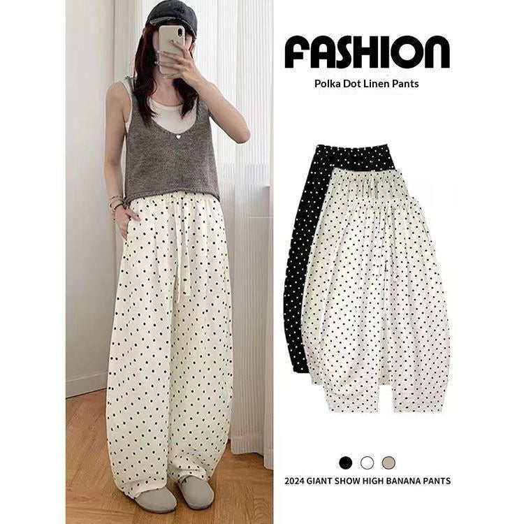 Womens Breathable High-Waisted Straight Pants With A Drawstring Waist