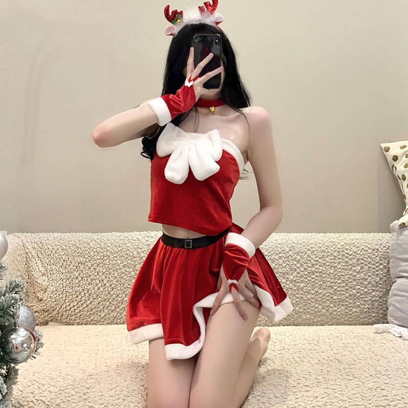 Christmas Clothes Women's Sexy Cos Costume New Year Battle Robe Sweet