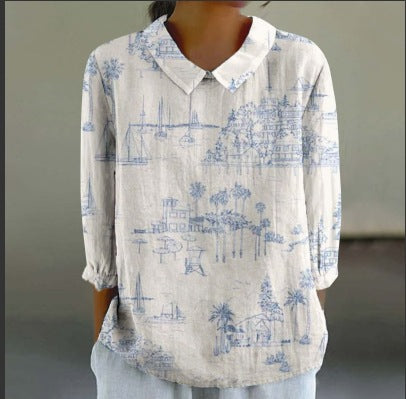 Women's Loose Casual Graffiti Printing Shirt