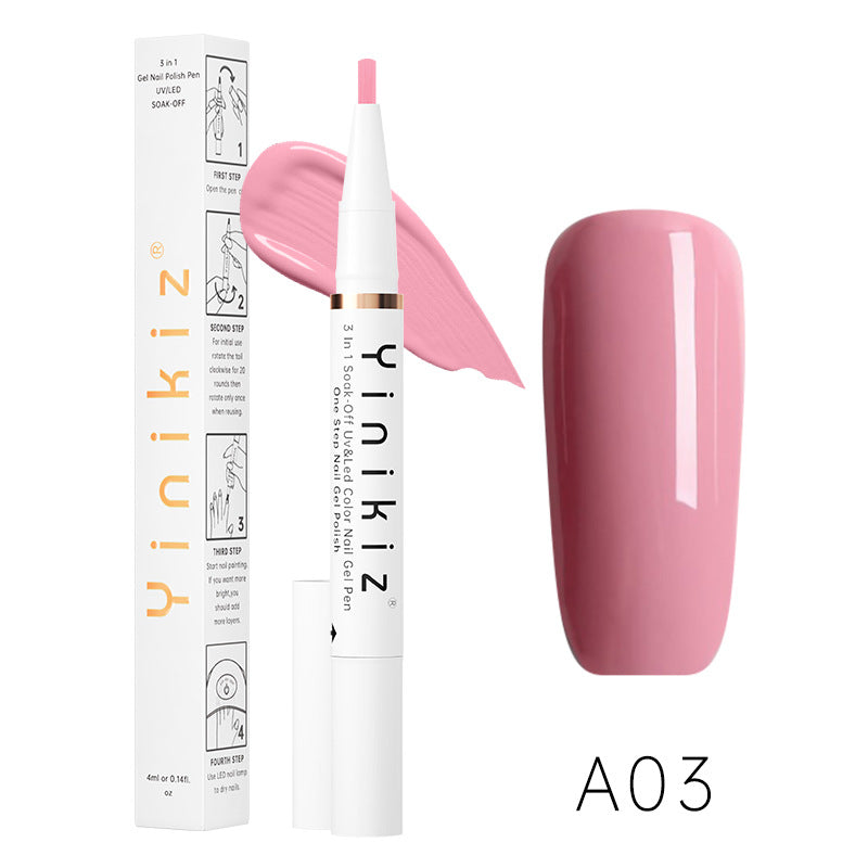Et-Trins Neglelim Lazy Pen Hvid Tre-i-én UV Neglelak Praktisk Og Hurtig Begynder Manicure