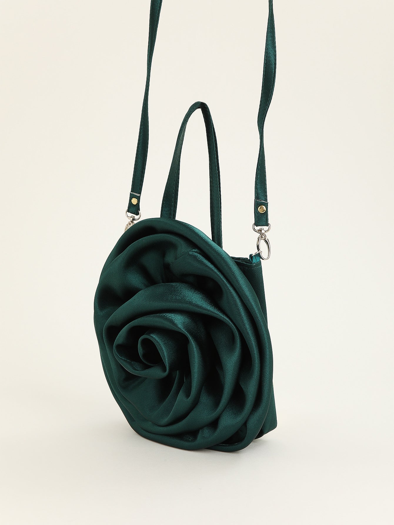 Satin Satin Three-dimensional Rose Flower Shape Portable Crossbody Party Wedding Female Dinner Bag