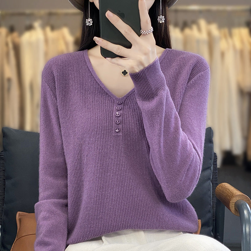 Women's Long-sleeved Sweater Top With Tie Buckle