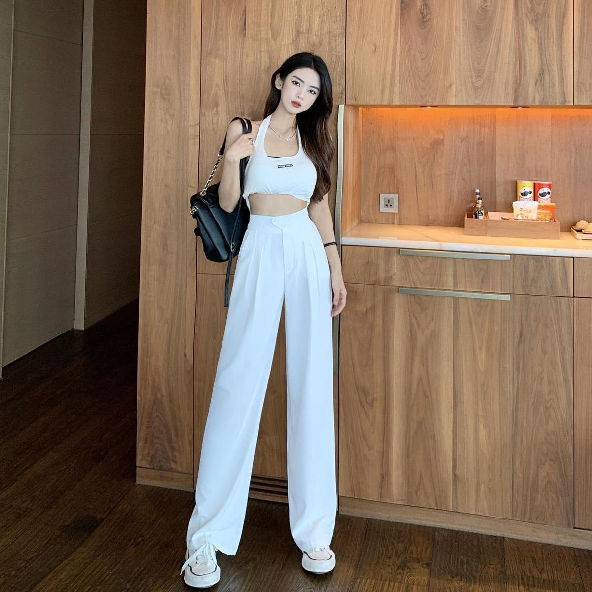 High Waist Covering Belly Thin Loose Drooping Casual Mopping Wide-leg Trousers