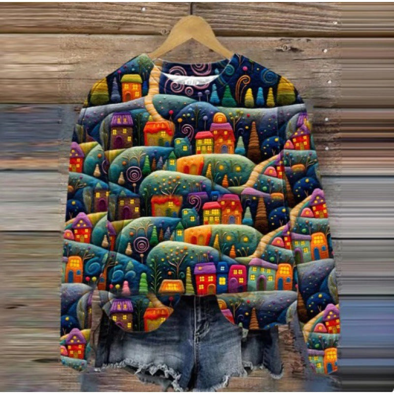 Efterår Og Vinter Dame Sjovt Print Juleferie Afslappet Sweatshirt