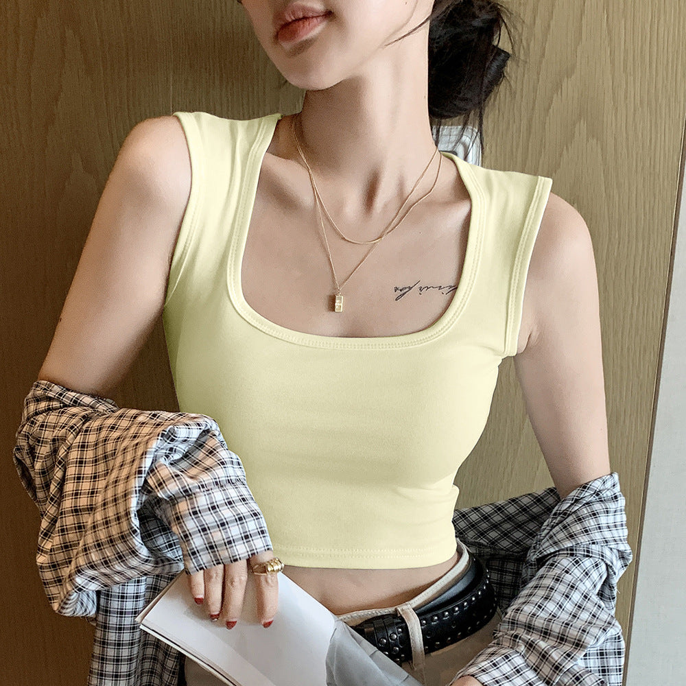 Pure Cotton Camisole Women's Inner Wide Shoulder Bottoming Top