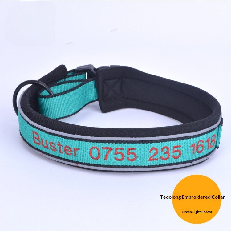 Personalized Embroidered Soft Dog Collar With Anti-Lost Feature