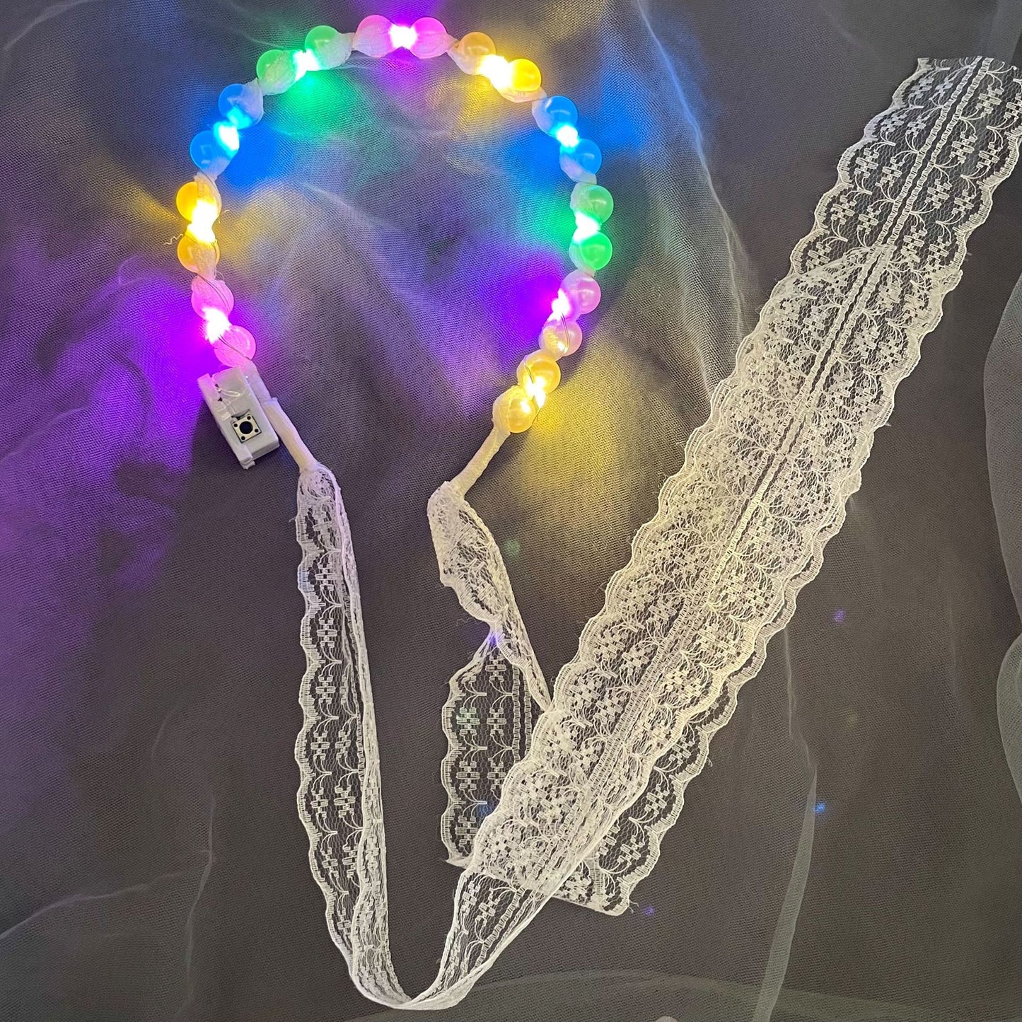 Fairy Luminous Hair Band Hair Band A System With Female Tie Hair Gentle Lace Pearl Band Headdress