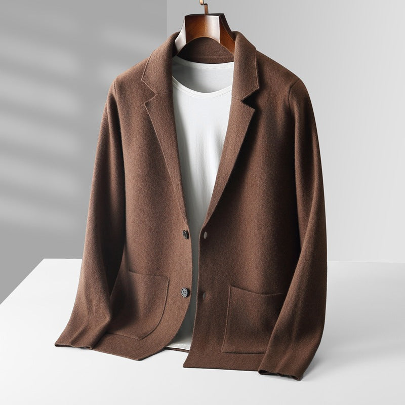 Efterår Vinter Herre Cardigan Kashmir Sweater Business Casual Plys Strikket Tyk Sweater