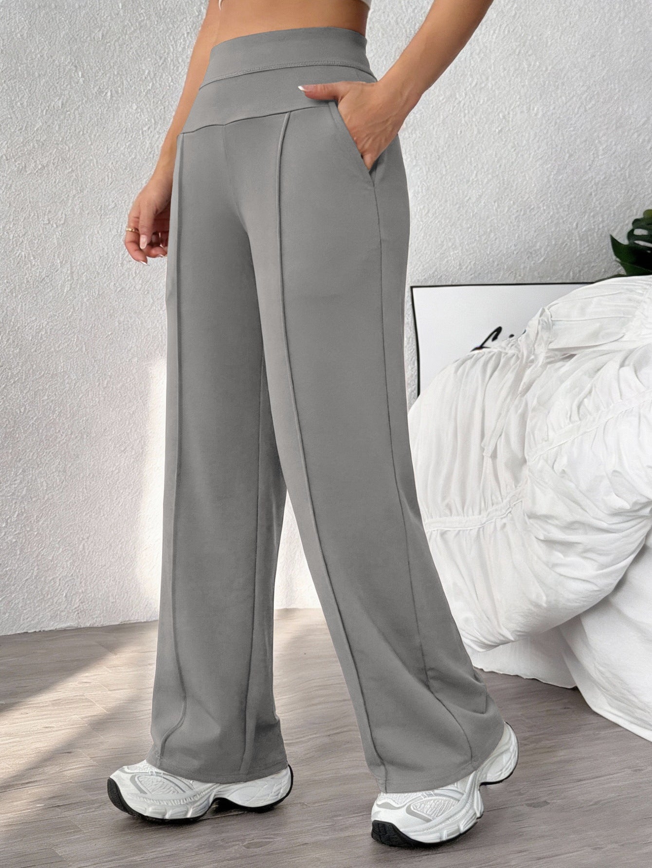 Womens Straight-leg Athletic Pants Loose-fitting Quick-dry Workout Wear