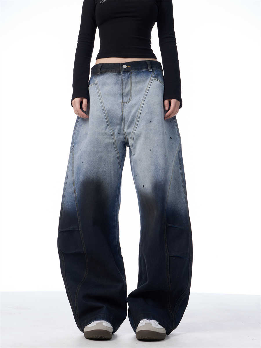 Gradient Tie-dye Machete Jeans Brede Benbukser til Kvinder