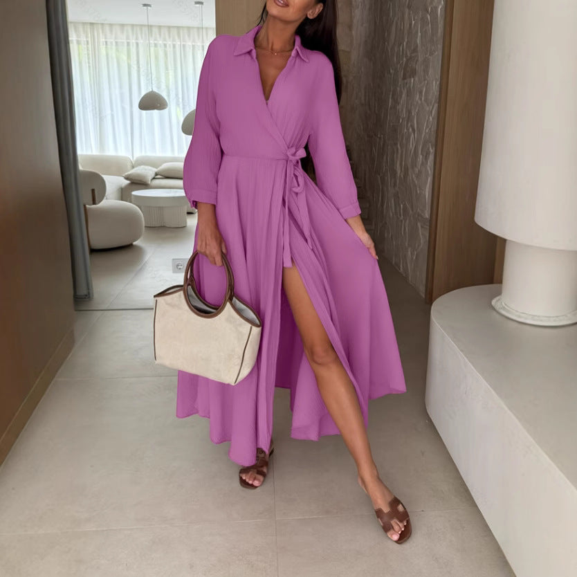 Womens Fashion Printed Long-Sleeve Dress