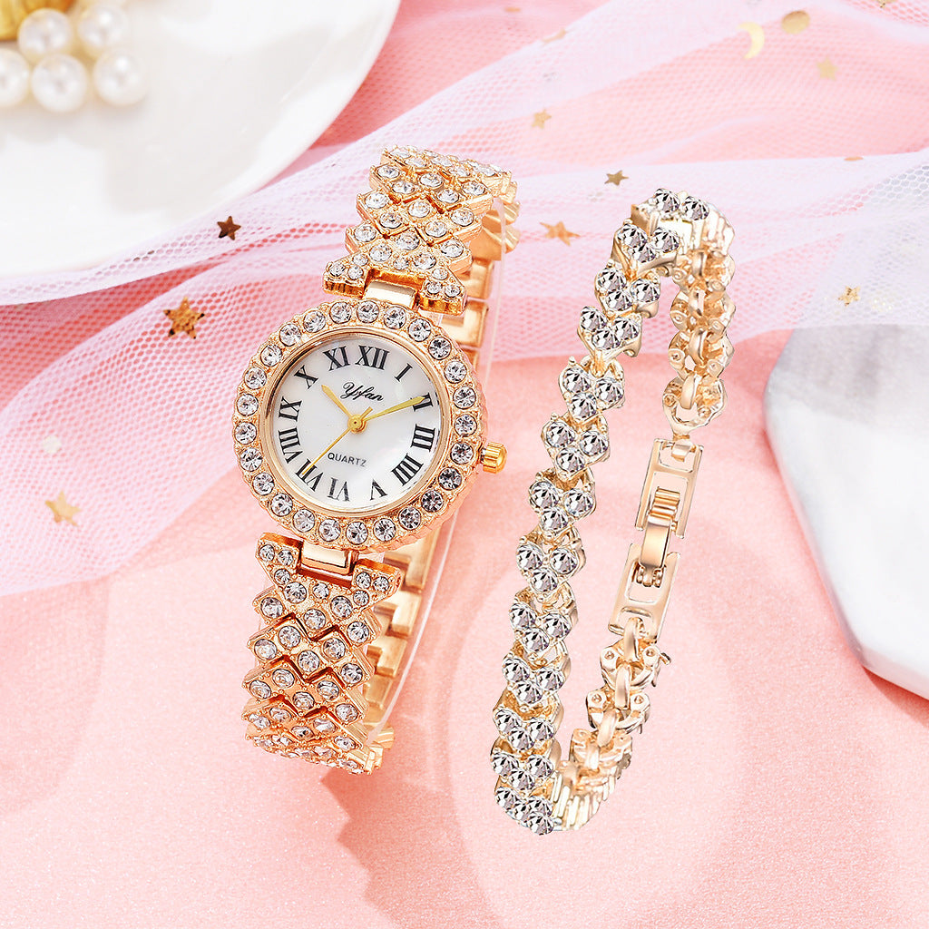 Exquisite Dial And Strap Full Of Diamonds Ancient Roman Scale Women's Watch