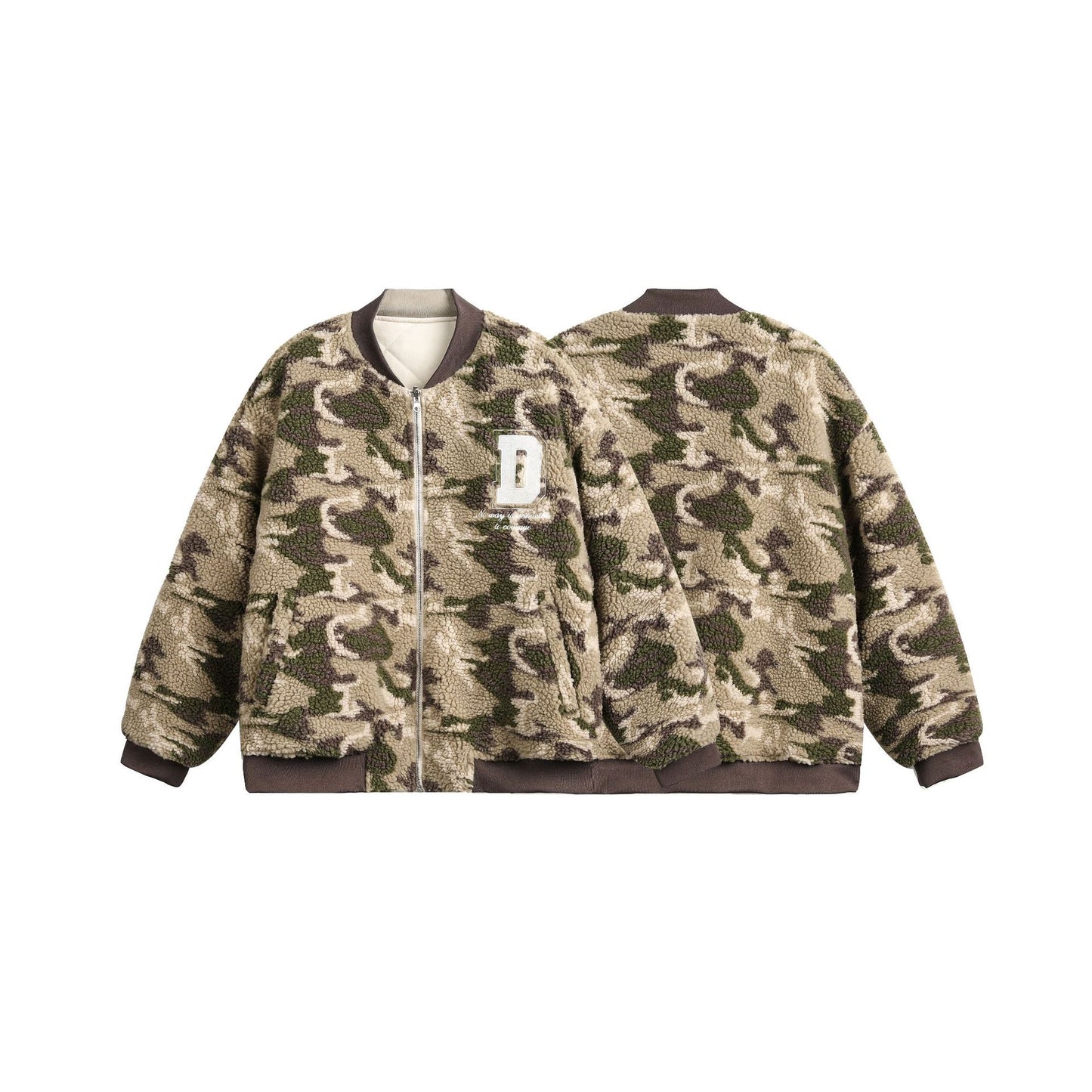 Lambskin Cotton-padded Camouflage Baseball Uniform