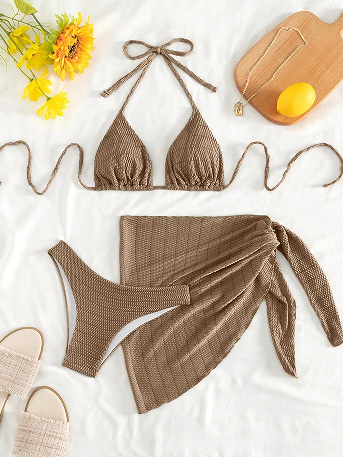 European And American Three-Piece Bikini Set Lace-Up One-Piece Swimsuit