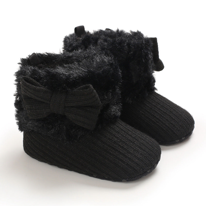 Years Old Men And Women Baby Snow Boots Bow Knitted Babies' Shoes