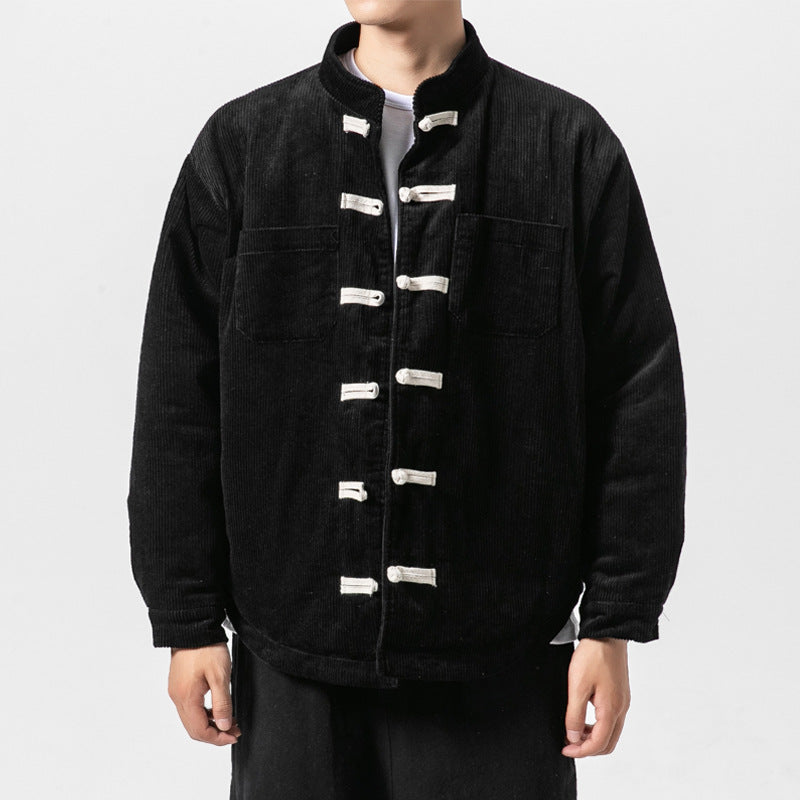 Men's Chinese Retro Stand Collar Buttoned Cotton Jacket