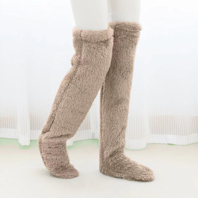Insulated Thigh-high Socks With Knee Warmers For Extra-thick Knee Joint Protection
