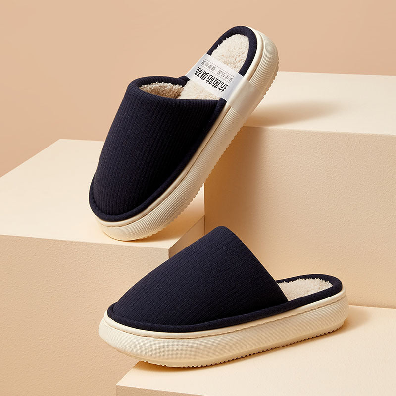Multicolor Cotton Slippers Solid Color Simple Thick Sole