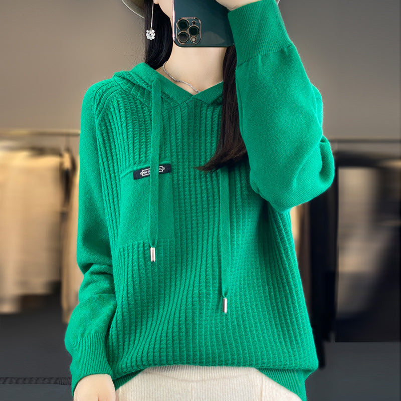 Korean Style Knitted Hooded Sweater Pullover
