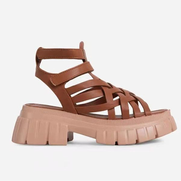 Large Size Sandals Women's Sponge Cake Thick-soled Velcro