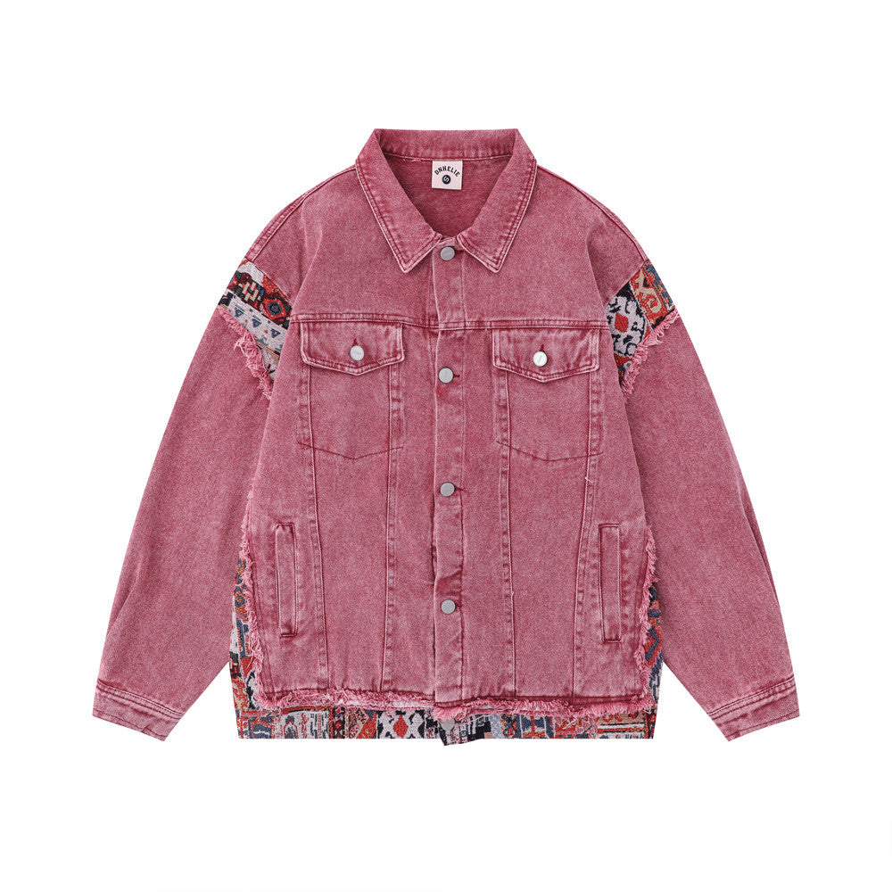 Heavy Industry Washed And Worn Stitching Edging Denim Jacket
