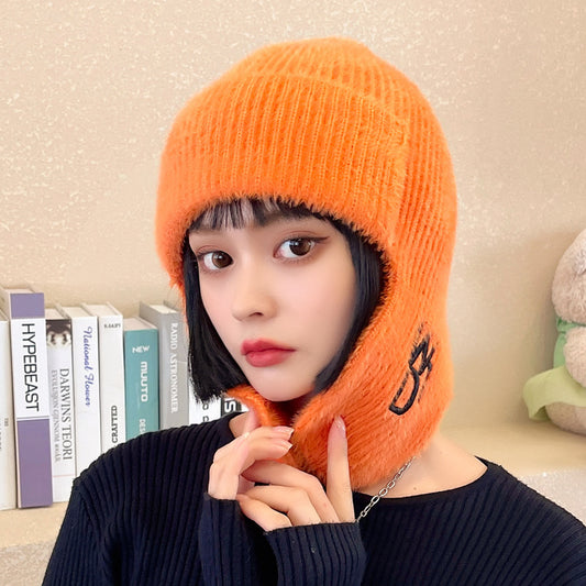 Knitted Wool Thickened Ear Protection Hat Cold And Windproof Pullover
