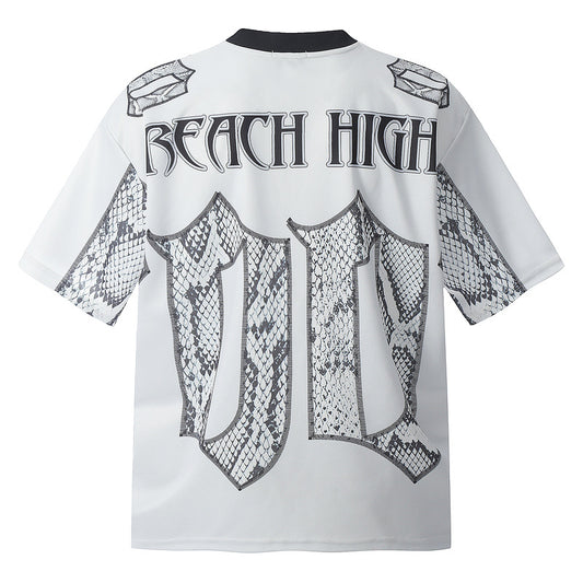 Snake Scale Design Mesh Jersey Short Sleeve T-shirt Loose