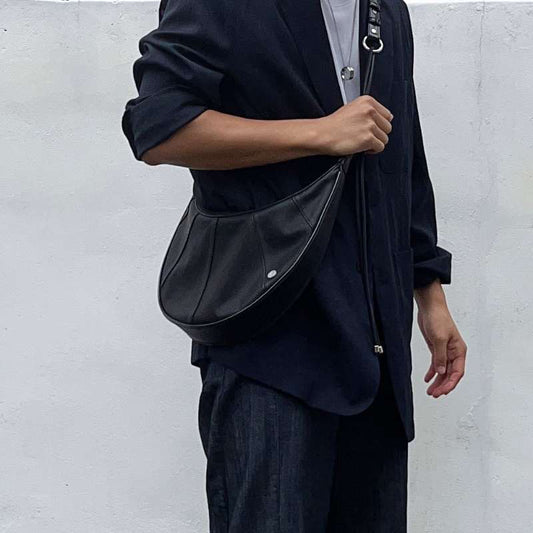 Capacity Soft Leather Crescent-shaped Shoulder Bag