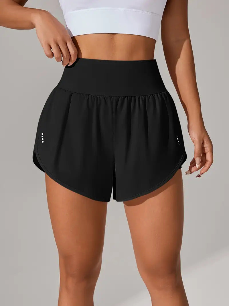 Women's Casual Loose High-Waisted Ruffle Hem Yoga Workout Shorts