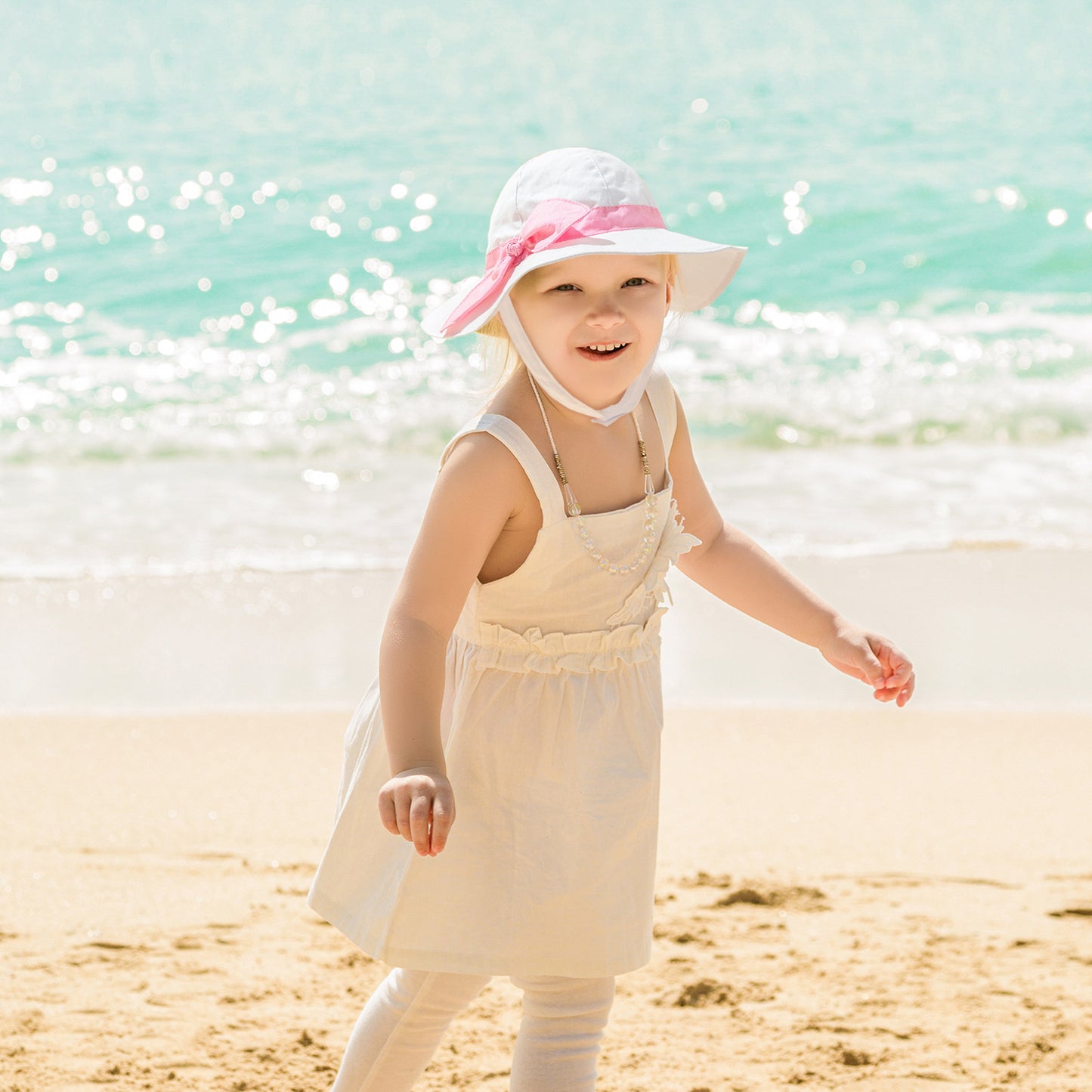Solid Color Bow Breathable Male And Female Baby Sun Hat