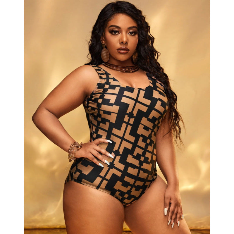 Women's Fashion Graphics Patchwork Print Bikini One-piece Swimsuit