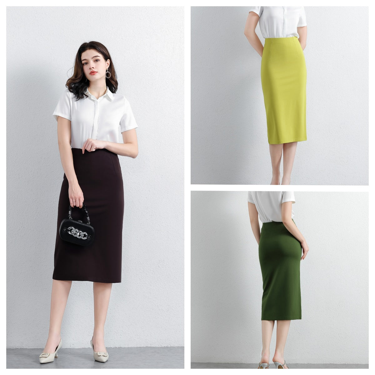 Black A- Line Skirt High Waist Slimming Knitted