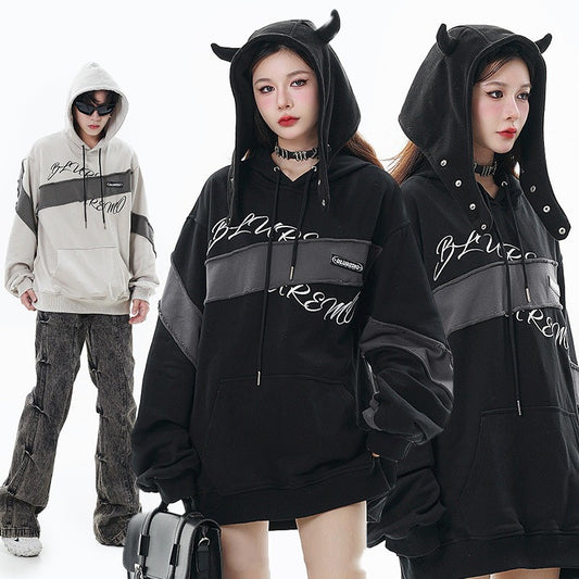 Hooded Burr Loose Long Sleeve Sweatershirt