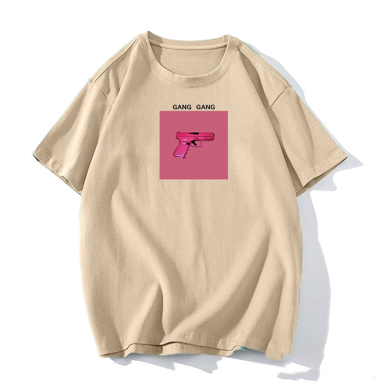 Printed T-shirt Women's Loose Round Neck Cotton Short Sleeve Top