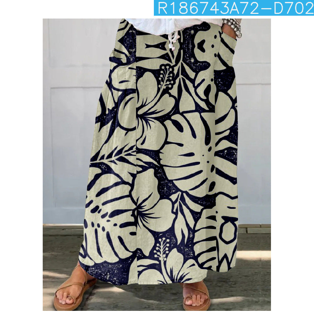 New Floral Pattern 3D Printed Skirt With Pockets