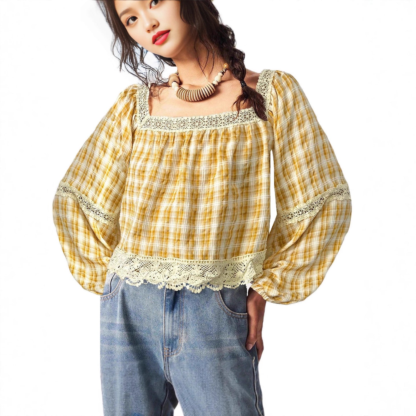 Patchwork Lace Blouse Women's Top