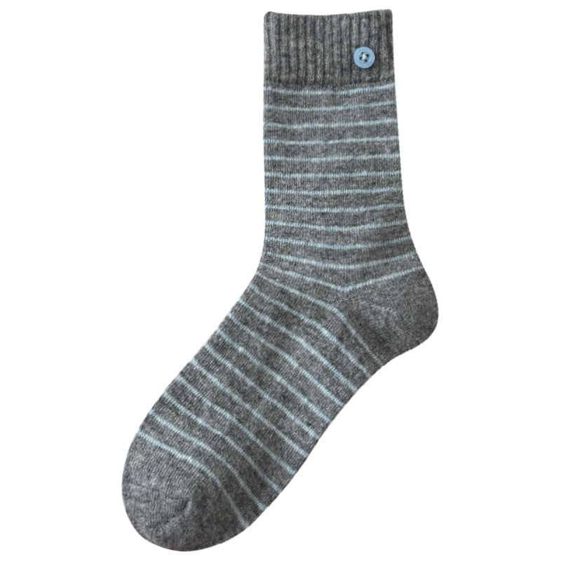 Ins-style Trendy Striped Cable-knit Mid-calf Socks
