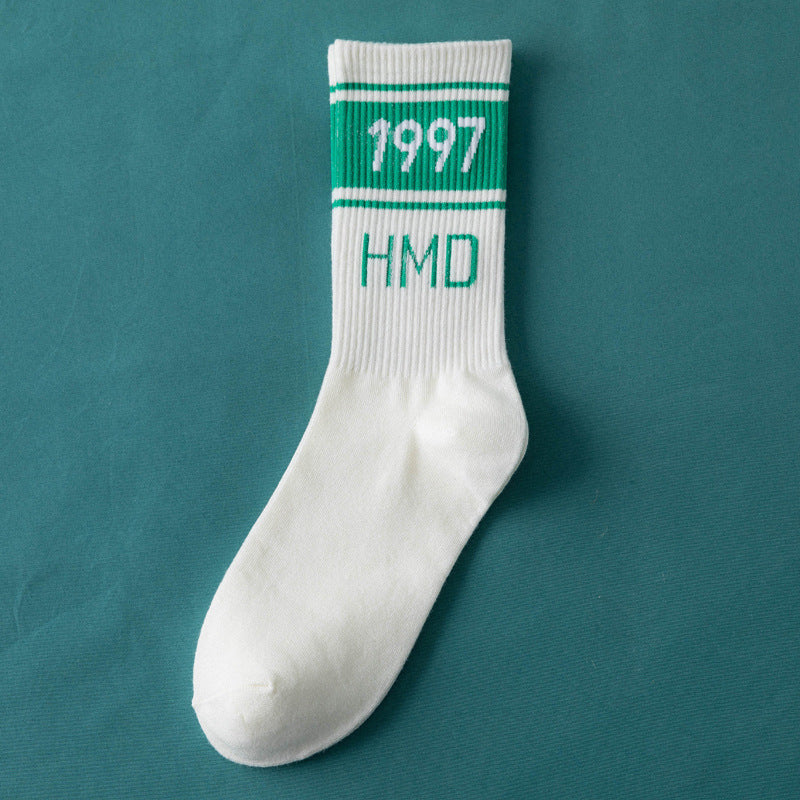 Men's And Women's Trendy Net Red Ins Cotton Tube Socks Hip-Hop Alphabet Socks