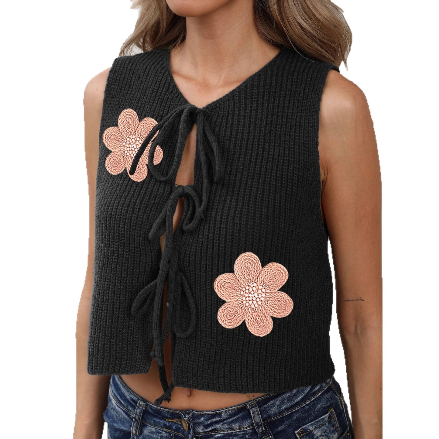 Ladies' Vest Small Coat Lace-up Bow Lace-up Cardigan